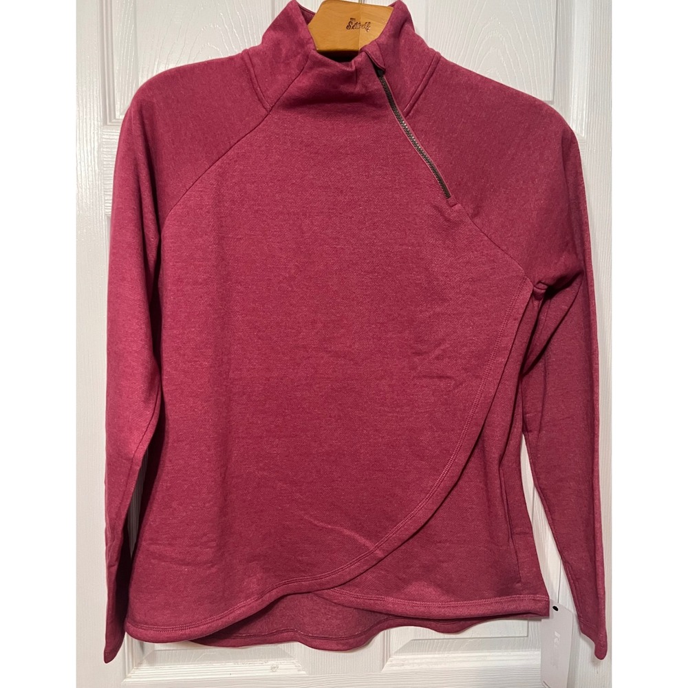 RBX Active Womens Berry Pink‎ Asymmetrical Zip Fleece Pullover Large NWT